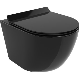MEXEN LENA BLACK RIMLESS SLIM závěsný klozet + deska DUROPLAST 30224070
