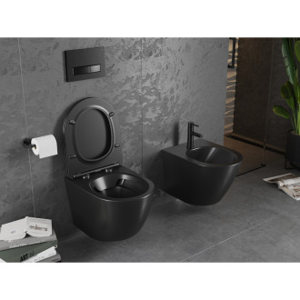 Mexen Lena rimless WC s pomalým dovíráním tenkým sedátkem, Duroplast, černá matná 30221085