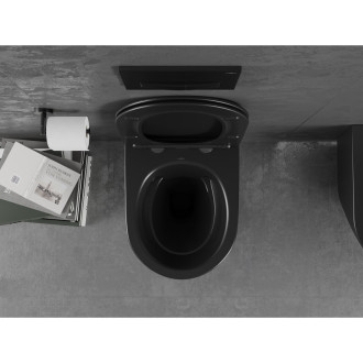Mexen Lena rimless WC s pomalým dovíráním tenkým sedátkem, Duroplast, černá matná 30221085