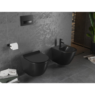 Mexen Lena rimless WC s pomalým dovíráním tenkým sedátkem, Duroplast, černá matná 30220185