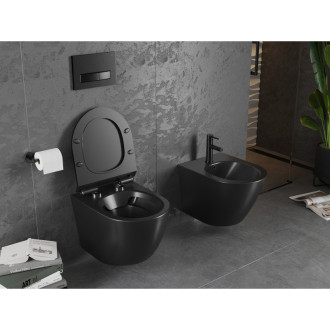 Mexen Lena rimless WC s pomalým dovíráním tenkým sedátkem, Duroplast, černá matná 30220185