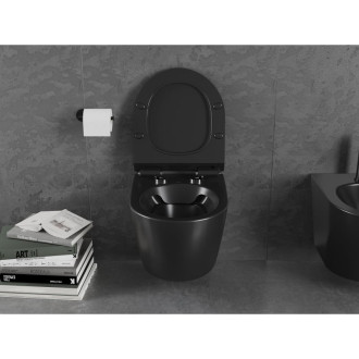 Mexen Lena rimless WC s pomalým dovíráním tenkým sedátkem, Duroplast, černá matná 30220185