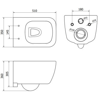 Mexen Stella rimless WC + SLIM soft-close sedátko, Duroplast, bílá 30680900