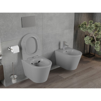 Mexen RICO WC mísa Rimless Duroplast + sedátko, světle šedý mat 30724061