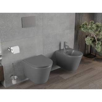 Mexen RICO WC mísa Rimless Duroplast + sedátko, tmavě šedý mat 30724071