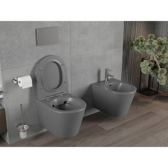 Mexen RICO WC mísa Rimless Duroplast + sedátko, tmavě šedý mat 30724071