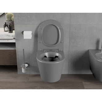 Mexen RICO WC mísa Rimless Duroplast + sedátko, tmavě šedý mat 30724071