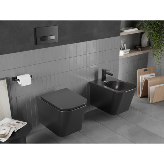 Mexen Teo rimless WC s pomalým dovíráním tenkým sedátkem, Duroplast, černá matná 30850685