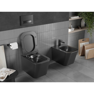 Mexen Teo rimless WC s pomalým dovíráním tenkým sedátkem, Duroplast, černá matná 30850685