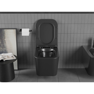 Mexen Teo rimless WC s pomalým dovíráním tenkým sedátkem, Duroplast, černá matná 30850685