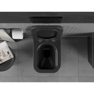 Mexen Teo rimless WC s pomalým dovíráním tenkým sedátkem, Duroplast, černá matná 30850685