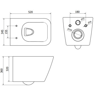 MEXEN CUBE RIMLESS SLIM závěsný klozet DUROPLAST 30924000