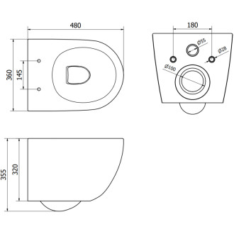 Mexen LENA BLACK WC závěsný klozet rimless, Slim, duroplast 3322XX85