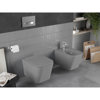 Mexen TEO WC mísa Rimless Duroplast + sedátko, světle šedý mat 30854061