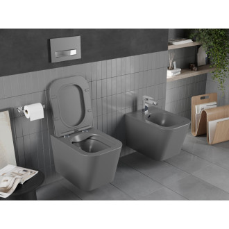 Mexen TEO WC mísa Rimless Duroplast + sedátko, tmavě šedý mat 30854071
