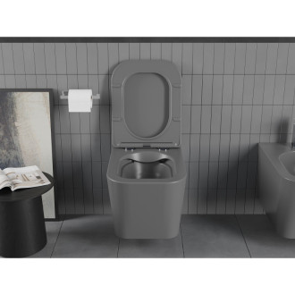 Mexen TEO WC mísa Rimless Duroplast + sedátko, tmavě šedý mat 30854071