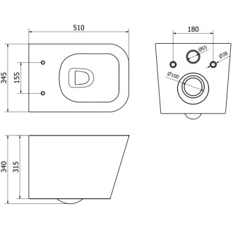Mexen TEO WC mísa Rimless Duroplast + sedátko, tmavě šedý mat 30854071