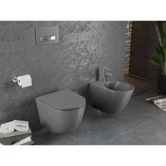 Mexen LENA WC mísa Rimless Duroplast + sedátko, tmavě šedý mat 30224071