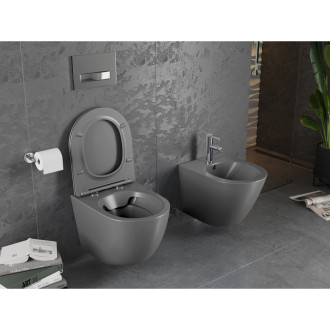 Mexen LENA WC mísa Rimless Duroplast + sedátko, tmavě šedý mat 30224071