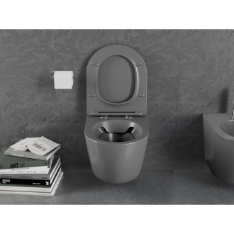 Mexen LENA WC mísa Rimless Duroplast + sedátko, tmavě šedý mat 30224071