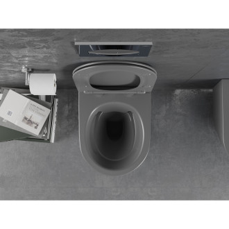 Mexen LENA WC mísa Rimless Duroplast + sedátko, tmavě šedý mat 30224071