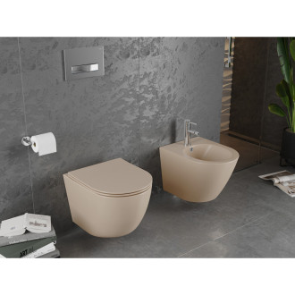 Mexen LENA Závěsné WC Rimless včetně sedátka soft-close cappuccino mat 30224064