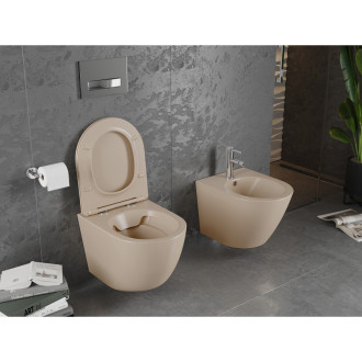 Mexen LENA Závěsné WC Rimless včetně sedátka soft-close cappuccino mat 30224064