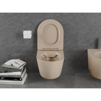 Mexen LENA Závěsné WC Rimless včetně sedátka soft-close cappuccino mat 30224064