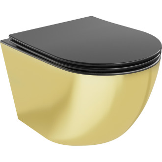 Mexen Lena rimless WC + SLIM soft-close sedátko, Duroplast, matná černá/zlatá 30224076