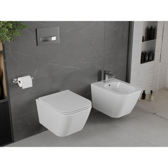 MEXEN Madox Závěsná WC mísa Rimless  + sedátko Soft close Duroplast, bílá 30154000