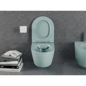 Mexen Lena rimless WC se soft-close sedátkem slim, Duroplast, světle zelená matná 30224048