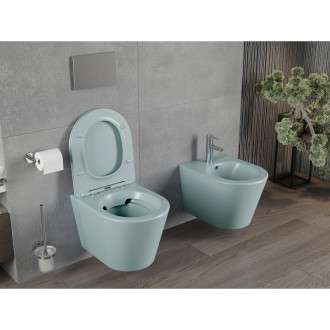 Mexen Rico rimless WC + SLIM soft-close sedátko, Duroplast, světle zelená matná 30724048