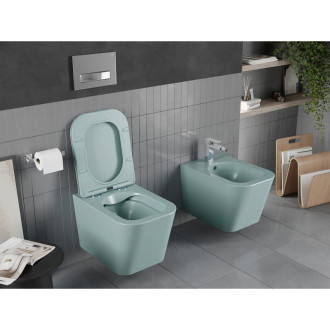 Mexen Teo rimless WC + SLIM soft-close sedátko,  Duroplast, světle zelená matná 30854048