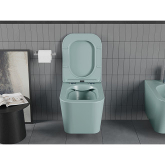 Mexen Teo rimless WC + SLIM soft-close sedátko,  Duroplast, světle zelená matná 30854048