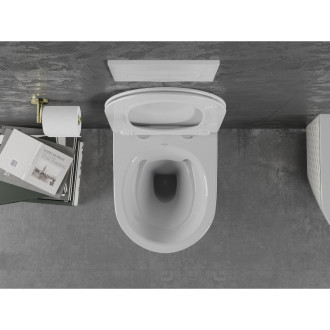 Mexen Lena rimless WC + SLIM soft-close sedátko, Duroplast, bílo/zlatý 30224009