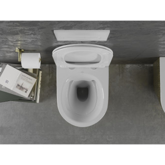 Mexen Lena rimless WC + SLIM soft-close sedátko, Duroplast, bílá/zlatá 30224008