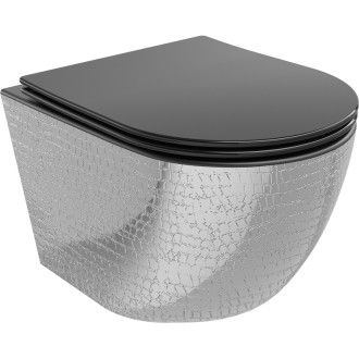 Mexen Lena rimless WC, sedátko Slim S-F soft-close, Duroplast, černo/stříbrná 30224072