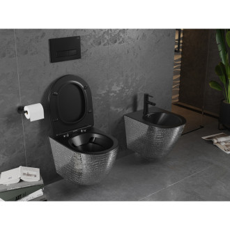 Mexen Lena rimless WC, sedátko Slim S-F soft-close, Duroplast, černo/stříbrná 30224072