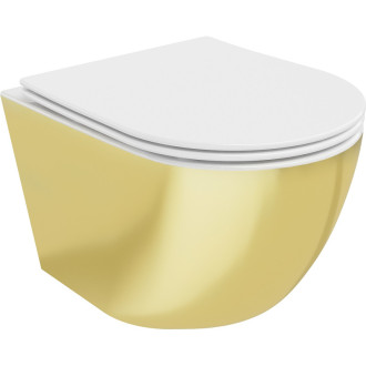Mexen Lena rimless WC + SLIM soft-close sedátko, Duroplast, bílá/zlatá 30224006