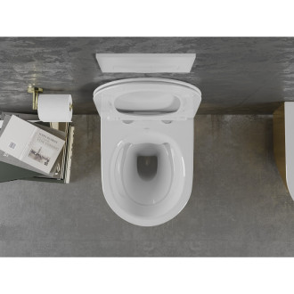 Mexen Lena rimless WC + SLIM soft-close sedátko, Duroplast, bílá/zlatá 30224006