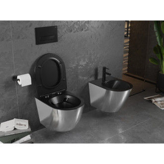 Mexen Lena rimless WC + SLIM soft-close sedátko, Duroplast, matná černá/stříbrná 30224074