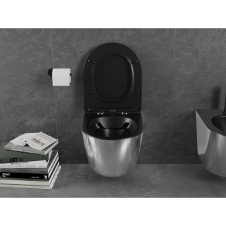 Mexen Lena rimless WC + SLIM soft-close sedátko, Duroplast, matná černá/stříbrná 30224074