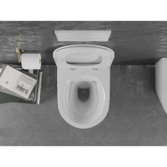 Mexen Lena rimless WC + SLIM soft-close sedátko, Duroplast, bílo/zlatá linka 30224005