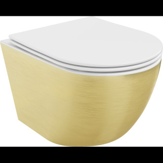 Mexen Lena rimless WC, sedátko Slim S-F soft-close, Duroplast, bílo/zlaté linky 30224007