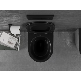 Mexen Lena rimless WC, sedátko Slim S-F soft-close, Duroplast, mat černá/stříbrný 30224073