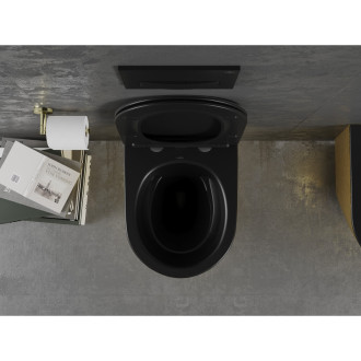 Mexen Lena rimless WC + SLIM soft-close sedátko, Duroplast, mat černo/zlatá 30224077