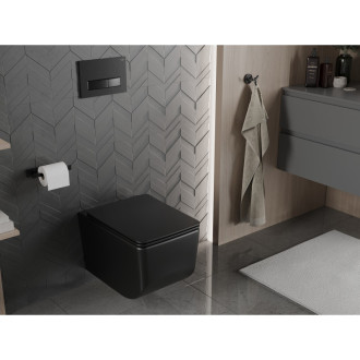 Mexen Vera rimless WC s pomalým dovíráním tenkým sedátkem, Duroplast, černá matná 30164070