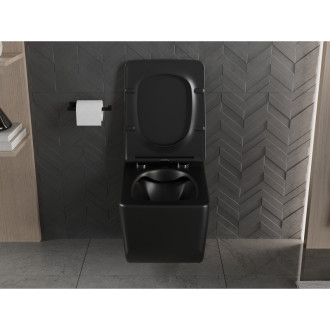 Mexen Vera rimless WC s pomalým dovíráním tenkým sedátkem, Duroplast, černá matná 30164070