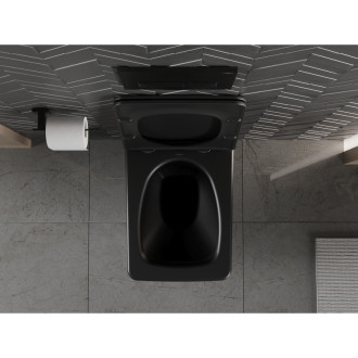 Mexen Vera rimless WC s pomalým dovíráním tenkým sedátkem, Duroplast, černá matná 30164070