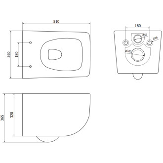 Mexen Vera rimless WC s pomalým dovíráním tenkým sedátkem, Duroplast, černá matná 30164070